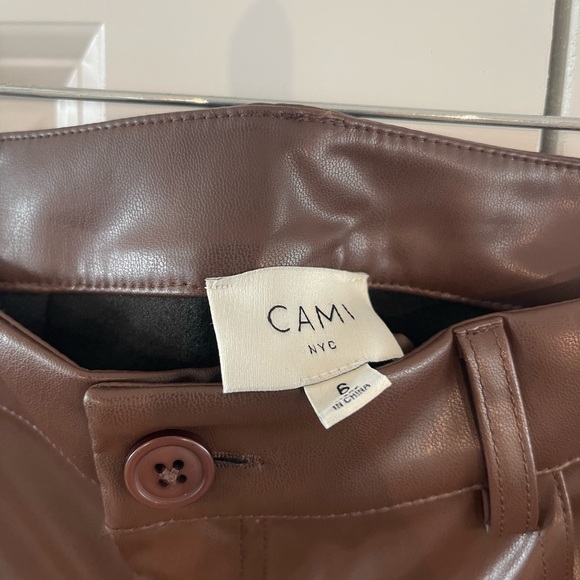 NWT Cami NYC Zenobia Vegan Leather Pant Brown Java Size 6 - Picture 12 of 15